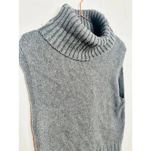GREY Gray Sleeveless Turtleneck Wool Alpaca Blend  Loose Fitting Sweater sz XL - Picture 7 of 7